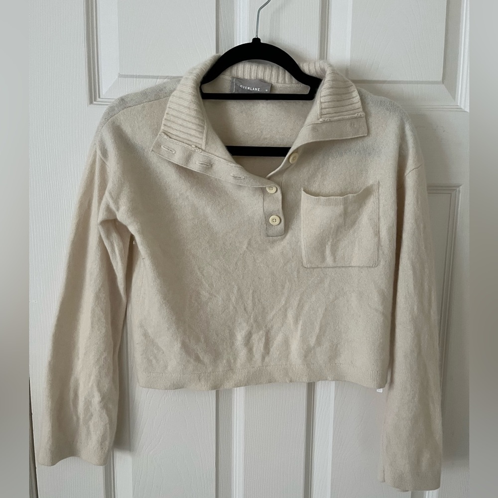 Everlane Cashmere blend polo cropped sweater size M